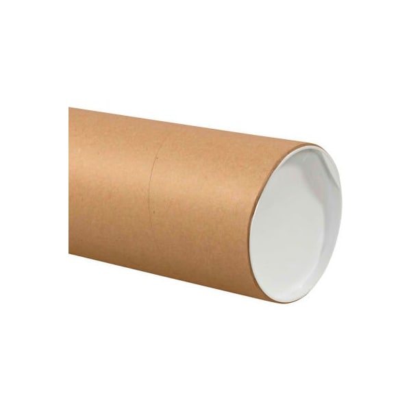 The Packaging Wholesalers Jumbo Mailing Tubes With Caps, 6" Dia. x 30"L, 0.125" Thick, Kraft, 10/Pack HD6030K - main